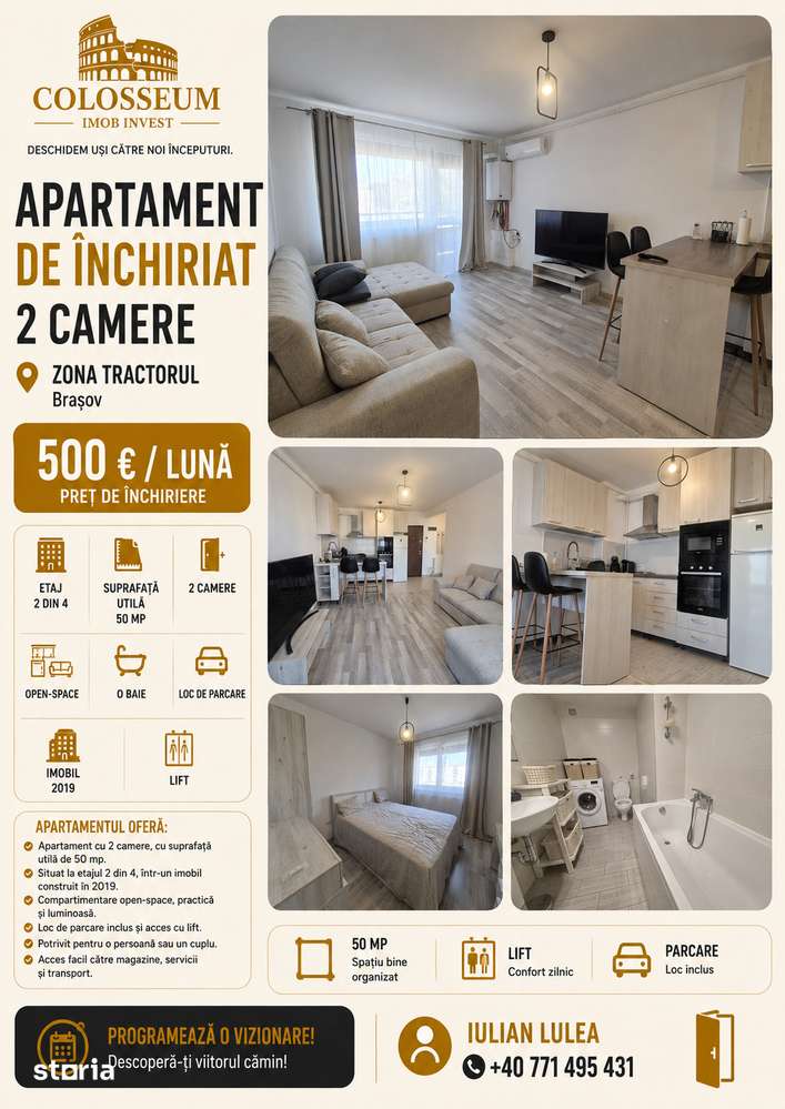 Apartament de inchiriat | 2 camere | Etaj 2/4 | Zona Tractorul — fotografia 1