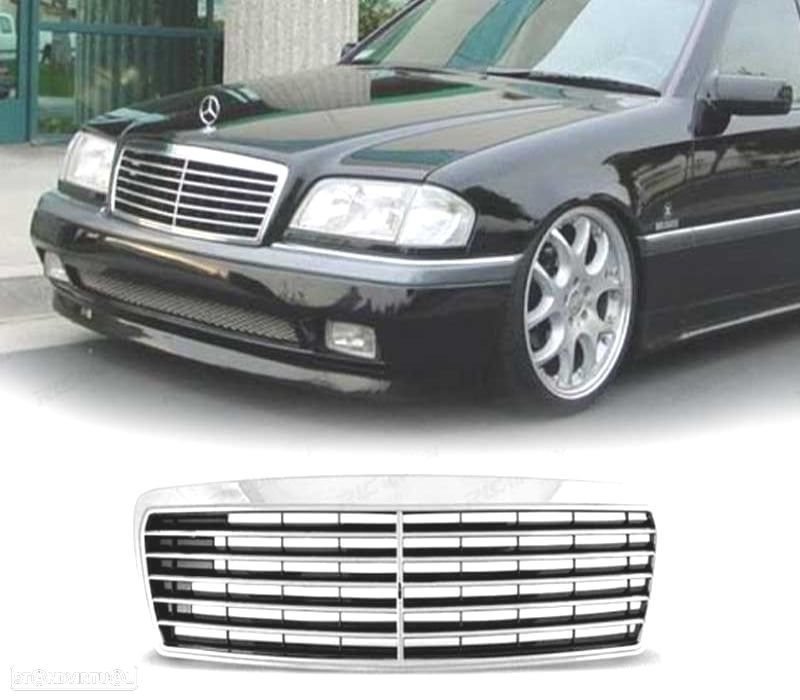 GRELHA FRONTAL MERCEDES W202 93-00 CROMADA - 1