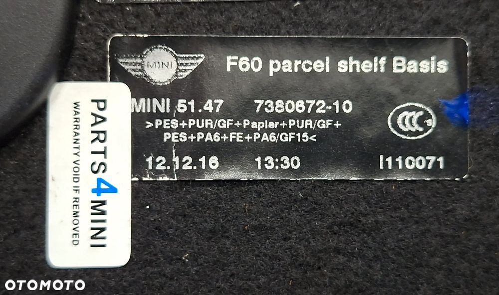 MINI Countryman F60 Półka bagażnika 7380672 - 15