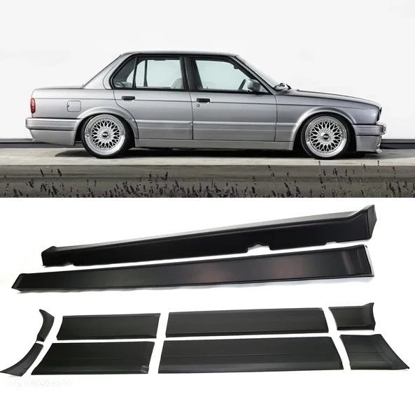 Progi Nakładki Listwy plastik Sport M-pakiet M-tech II Mtech 2 Bmw 3 e30 - 2