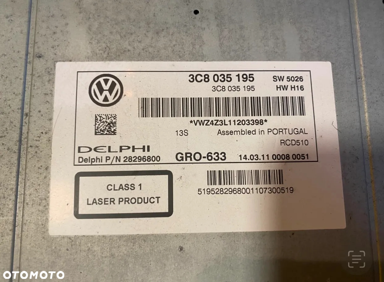Radio nawigacja Volkswagen VW 3C8035195 RCD510 OE - 3