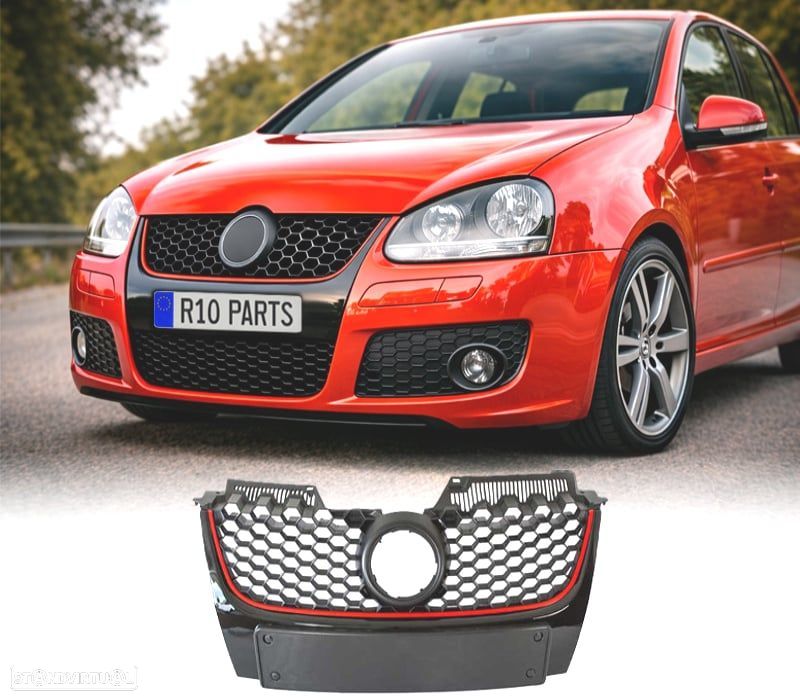 GRELHA DIANTEIRA VOLKSWAGEN VW GOLF 5 LOOK GTI PRETO VERMELHO - 1