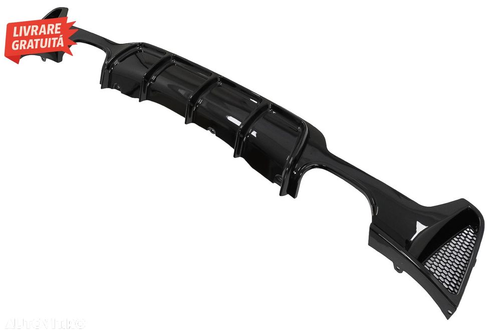 Difuzor Bara Spate Evacuare Dubla BMW Seria 4 F32 F33 F36 (2013-2019) Negru Lucios- livrare gratuita - 5