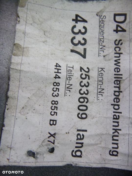 Audi A8  LONG Listwa Nakładka Progowa 4H4853855B 4H4853856B - 11