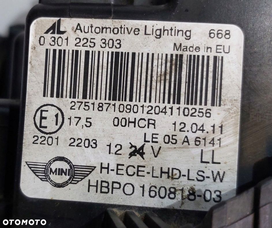 lampa reflektor przód lewy mini cooper clubman r55 11r eur - 8