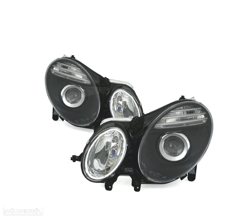 FAROIS FRONTAIS PARA MERCEDES CLASSE E W211 06-09 FUNDO PRETO - 1