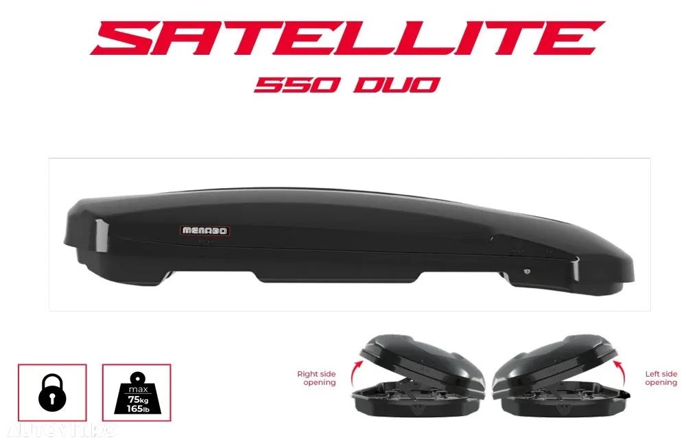 Cutie portbagaj Menabo Satellite 550 DUO ABS Black, 198x94x36 cm_Nou_emitem Factura & Garantie. Pret Importator - 7
