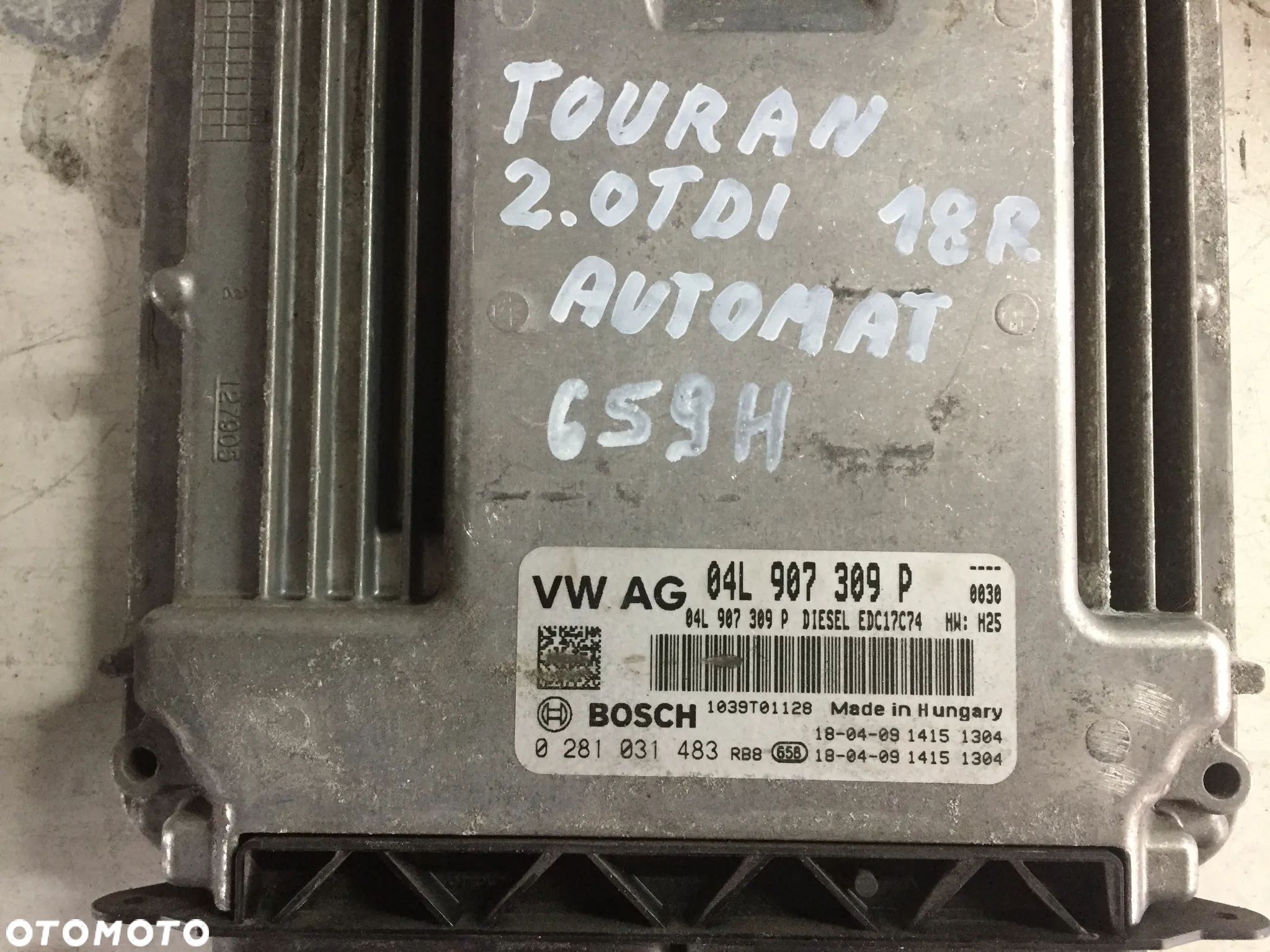 VW TOURAN 18R 2.0 TDI ZESTAW STARTOWY 04L907309P - 2