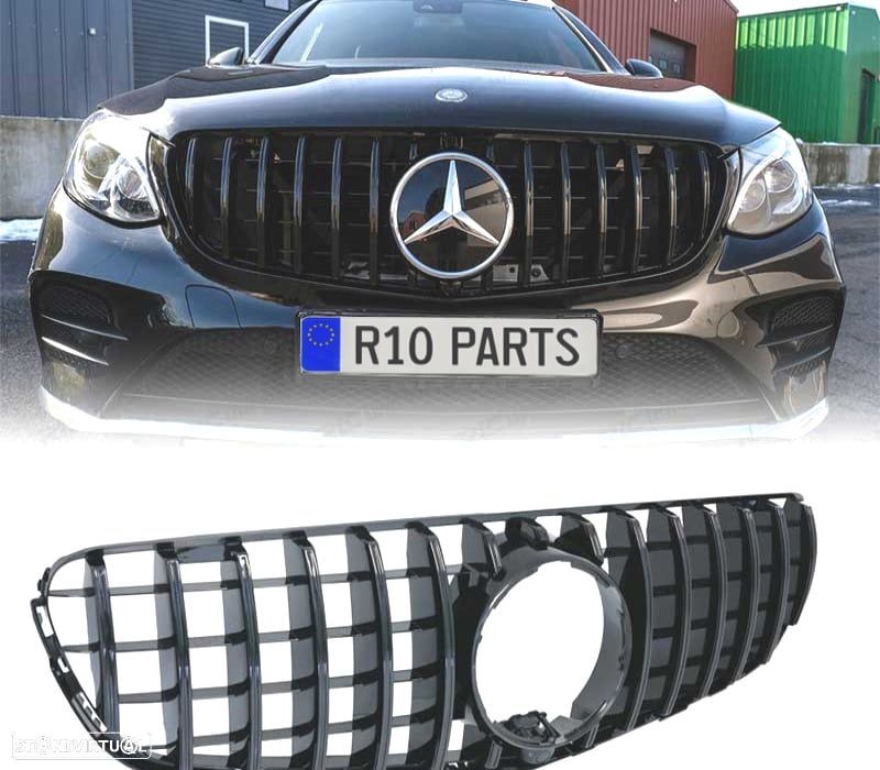 GRELHA FRONTAL MERCEDES CLASE GLC W253 15-18 LOOK AMG GTR CAMARA PRETO BRILHANTE - 1