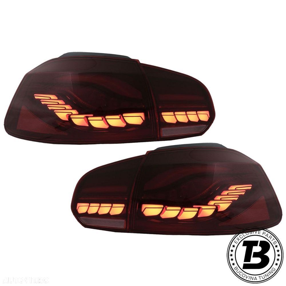 Stopuri Full LED compatibile cu VW Golf 6 VI Red Smoke Design - 1