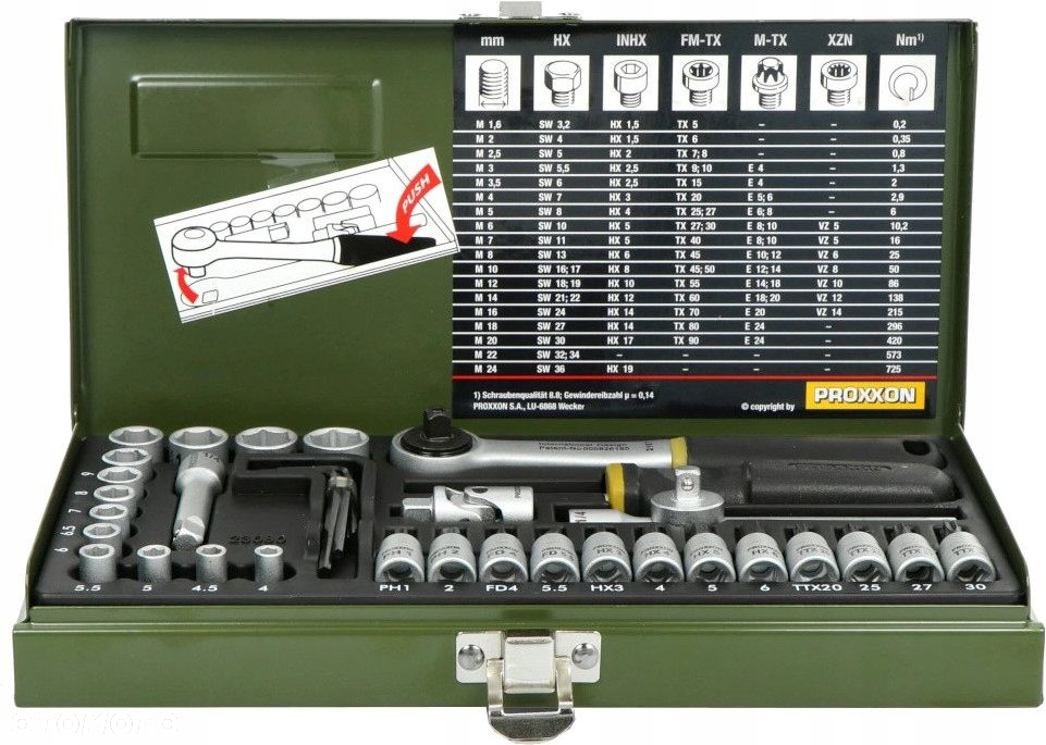 PROXXON ZESTAW DLA MECHANIKÓW Z GRZECHOTKĄ 1/4 CALA 36 CZĘŚCI PR23080 - 4