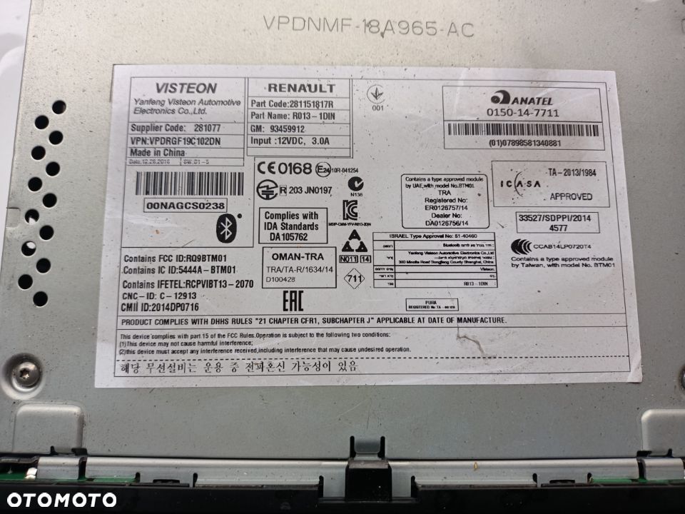 RADIO TRAFIC VIVARO PRIMASTAR TALENTO 15- 281151817R - 2