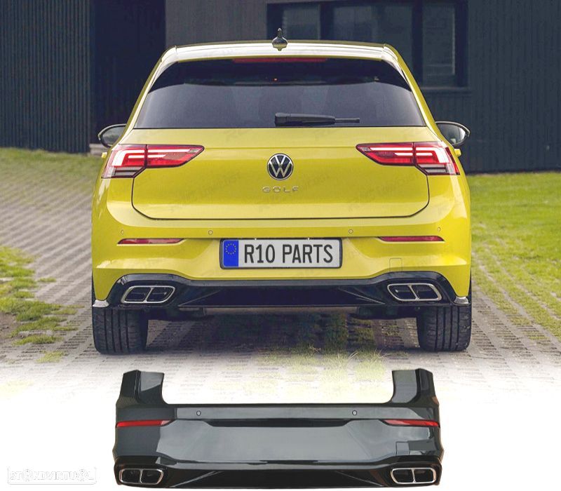 PARA-CHOQUES TRASEIRO VOLKSWAGEN VW GOLF 8 LOOK R LINE + PONTEIRAS DE ESCAPE - 1