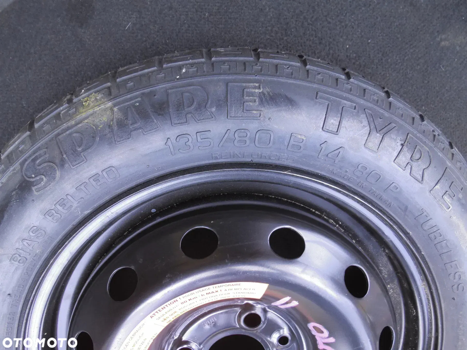 FIAT ORYGINALNE KOŁO DOJAZDOWE R14 4x98 ZAPASOWE DOJAZDÓWKA 14" 135/80/R14 PIRELLI NIEUŻYWANE PUNTO II - 3