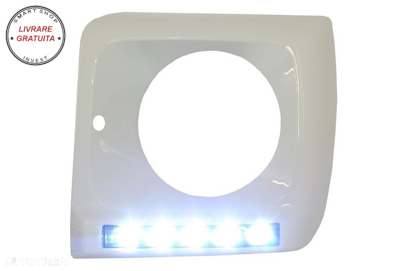 Carcasa faruri Alb cu Lumini de zi dedicate LED DRL Mercedes G-class W463 (1989-20- livrare gratuita - 6