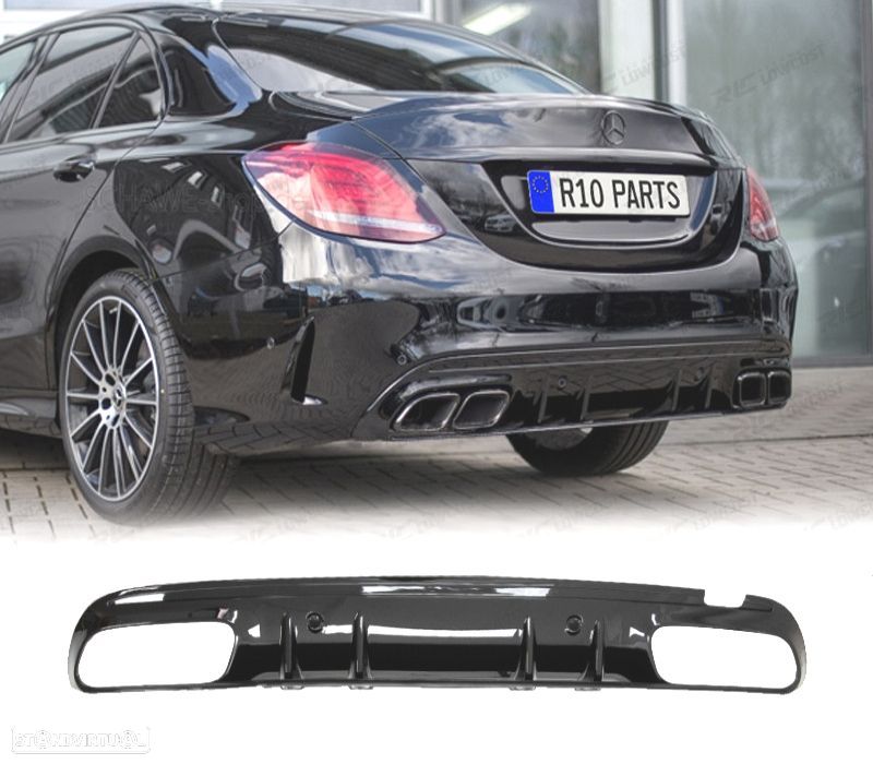 DIFUSOR MERCEDES W205 SEDAN AMG 14-21 LOOK AMG C63 PRETO - 1