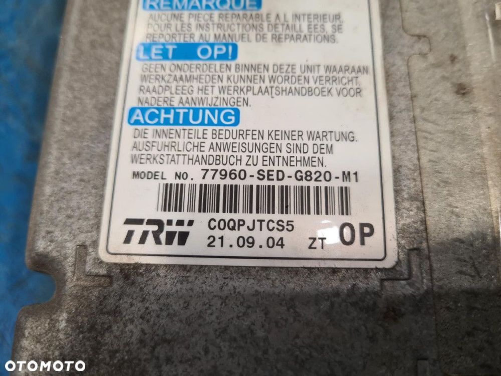 HONDA ACCORD VII TOURER STEROWNIK SRS X 77960-SED-G820-M K20A6 - 3