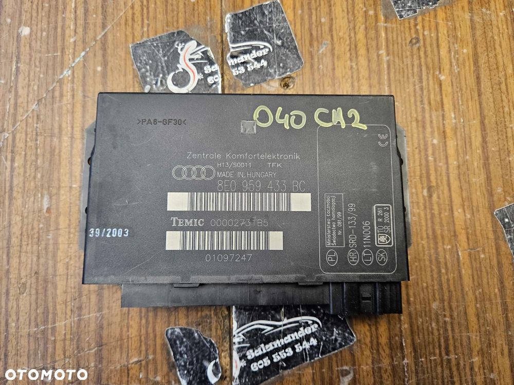 Moduł 8E0959433BC Sterownik Komputer Komfortu Audi A4 B6 B7 Europa - 1