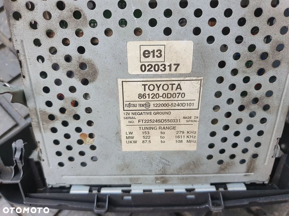 TOYOTA YARIS I RADIO SAMOCHODOWE + ZMIENIAKA 08601-00893 86120-0D070 - 5