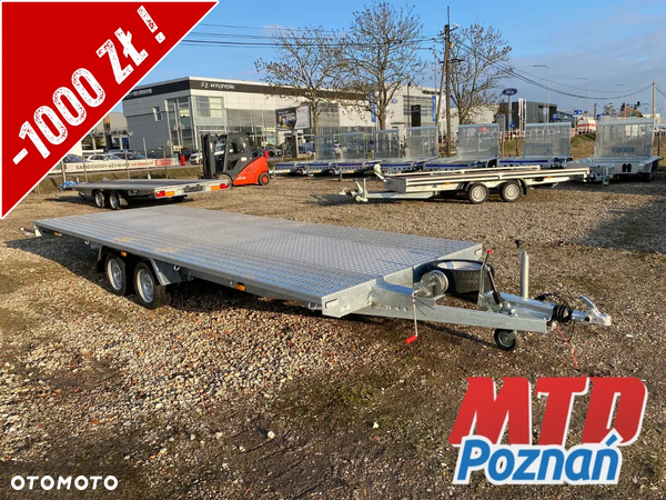 Niewiadów Mars 600X220 CM DMC 3500KG PŁASKA 2 OSIOWA DO PRZEWOZU SAMOCHODÓW I MASZYN MAŁE KOŁA 13 WZMACNIANE WYPEŁNIENIE BLACHA ALU Z KOŁEM ZAPASOWYM | RATY | LEASING |