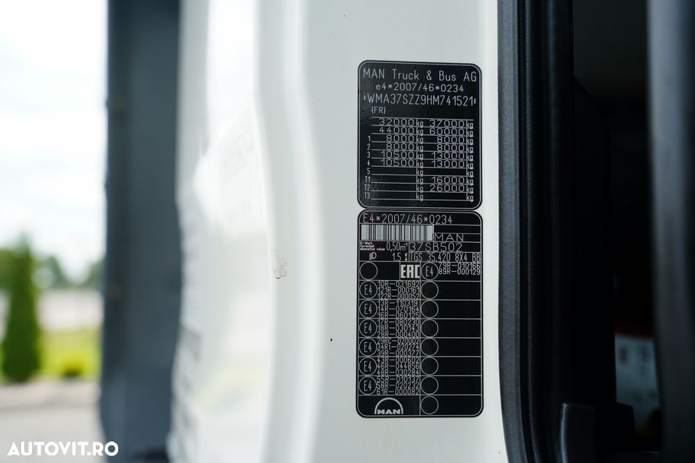 MAN TGS 35.420 / 8X4 / BASCULĂ CU 2 LATE - 6 M / LATERALĂ HIDROBRATĂ / BORDMATIC / VINCENT / EURO 6 - 38