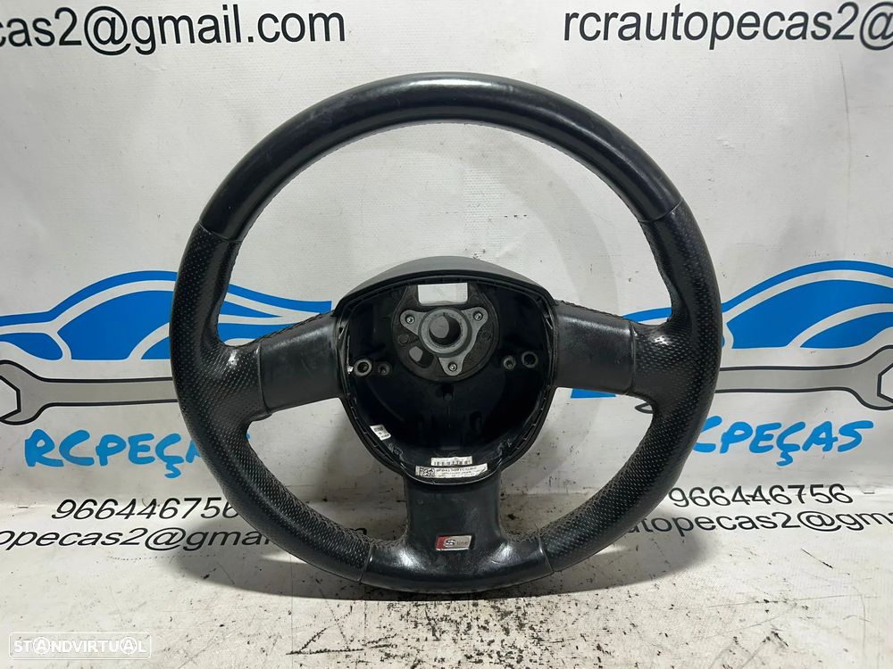 .Volante Pele Perfurada Original 3 Braços Sline Audi 8P0419091C 2004 - 2008 - 1