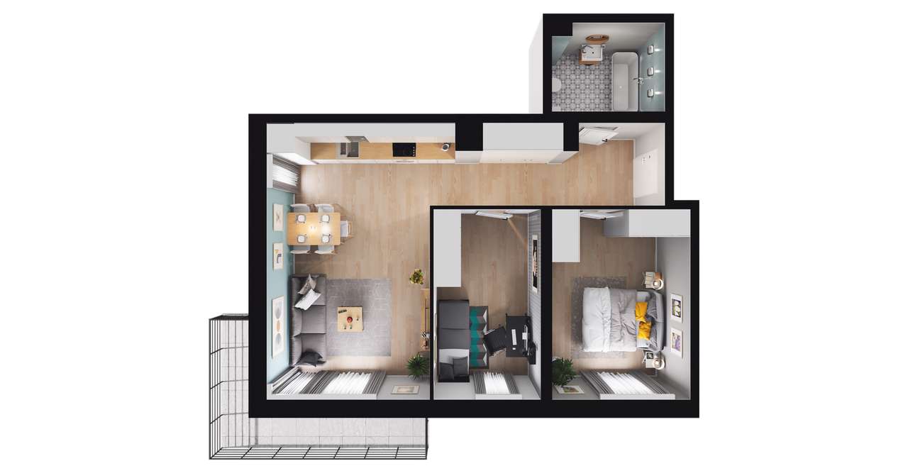 3-pokojowe mieszkanie 58m2 + balkon Bez Prowizji - Pełny obrazek: 2/14