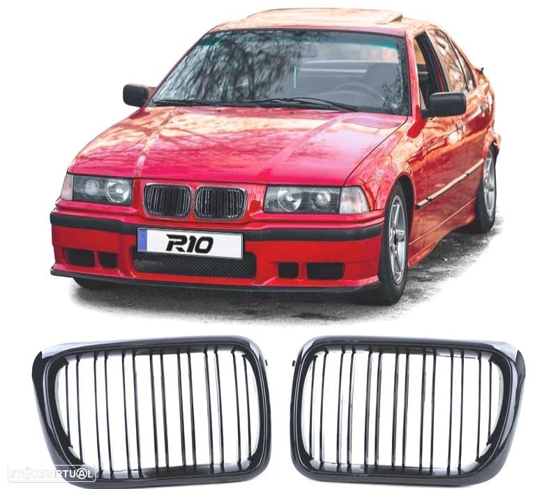 GRELHAS FRONTAIS BMW E36 96-99 LOOK M PRETO BRILHANTE - 1