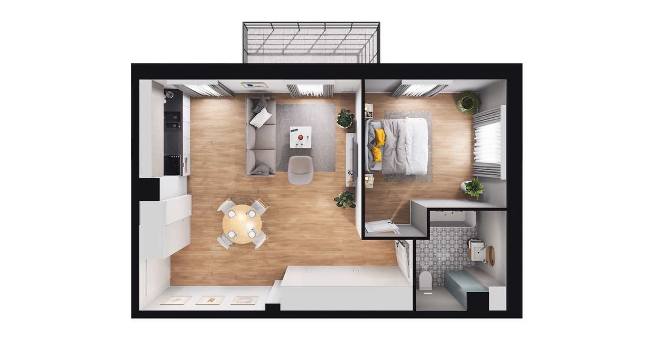 2-pokojowe mieszkanie 49m2 + balkon Bezpośrednio - Pełny obrazek: 3/9