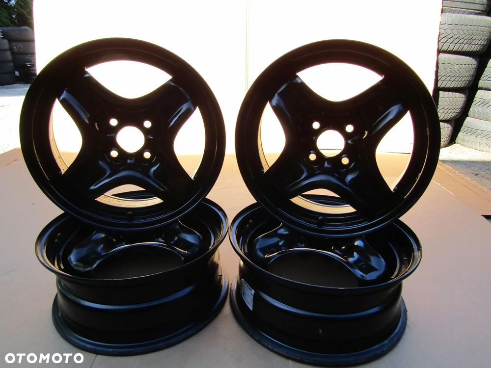 4x Felgi Stalowe 15 Opel Corsa C D E Adam Tigra Meriva Astra G H / Fiat Grande Punto Evo 6 j 4x100 ET39 piasta 56,6 mm + czujniki TPMS ORYGINALNE - 1