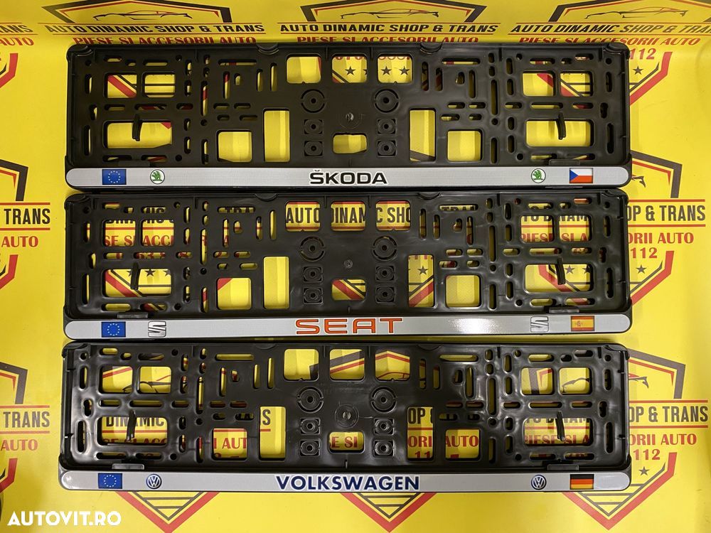 Set 2 suporti numar numere inmatriculare Audi Skoda Seat Vw Volkswagen - 2