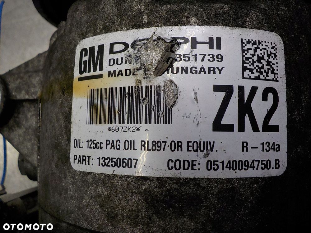 OPEL ASTRA J 2.0 CDTI SPRĘŻARKA KLIMATYZACJI 13250607 ZK2 - 2