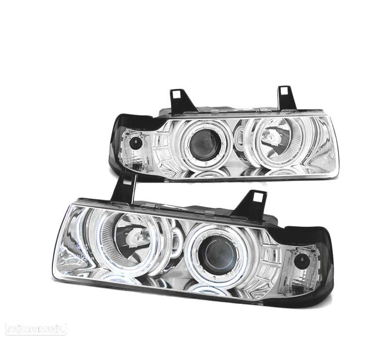 FARÓIS ANGEL EYES PARA BMW E36 COUPE CABRIO 90-99 CROMADO - 1