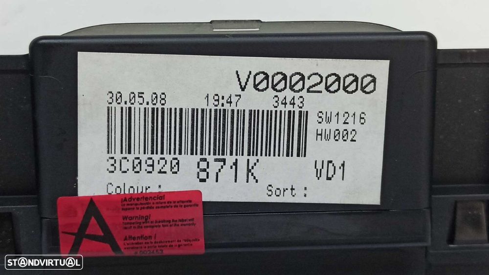 QUADRANTE VOLKSWAGEN PASSAT BERLINA (3C2) BLUEMOTION - 9