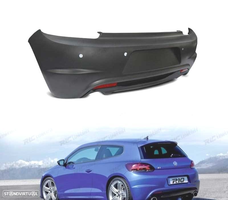 PARA-CHOQUES TRASEIRO VOLKSWAGEN VW SCIROCCO 08-14 LOOK R COM PDC DIFUSOR DUPLA SAIDA - 1