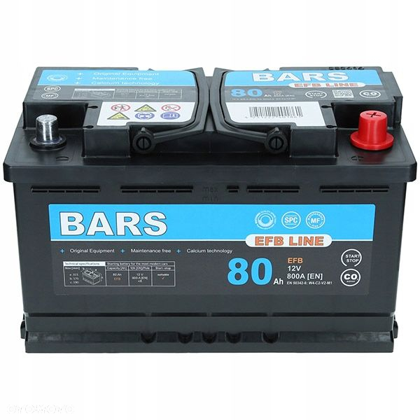 Akumulator Bars EFB LINE 12V 80Ah 800A L4 StartStop P - 21,6 kg - 2