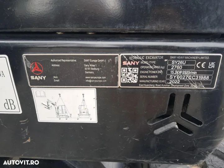 Sany sy26u miniexcavator cu doua cupe si lama tip buldozer - 25