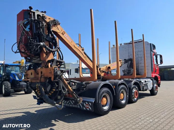 Mercedes-Benz arocs 578cp 8x4 cu macara hiab loglift 120s si graifer transport lemn - 4