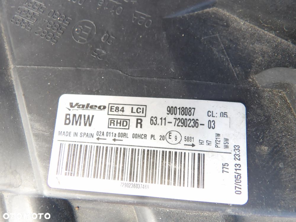 BMW - E84,X1 - LCI - PRAWA LAMPA PRZEDNIA - UK - 7290236 - 10