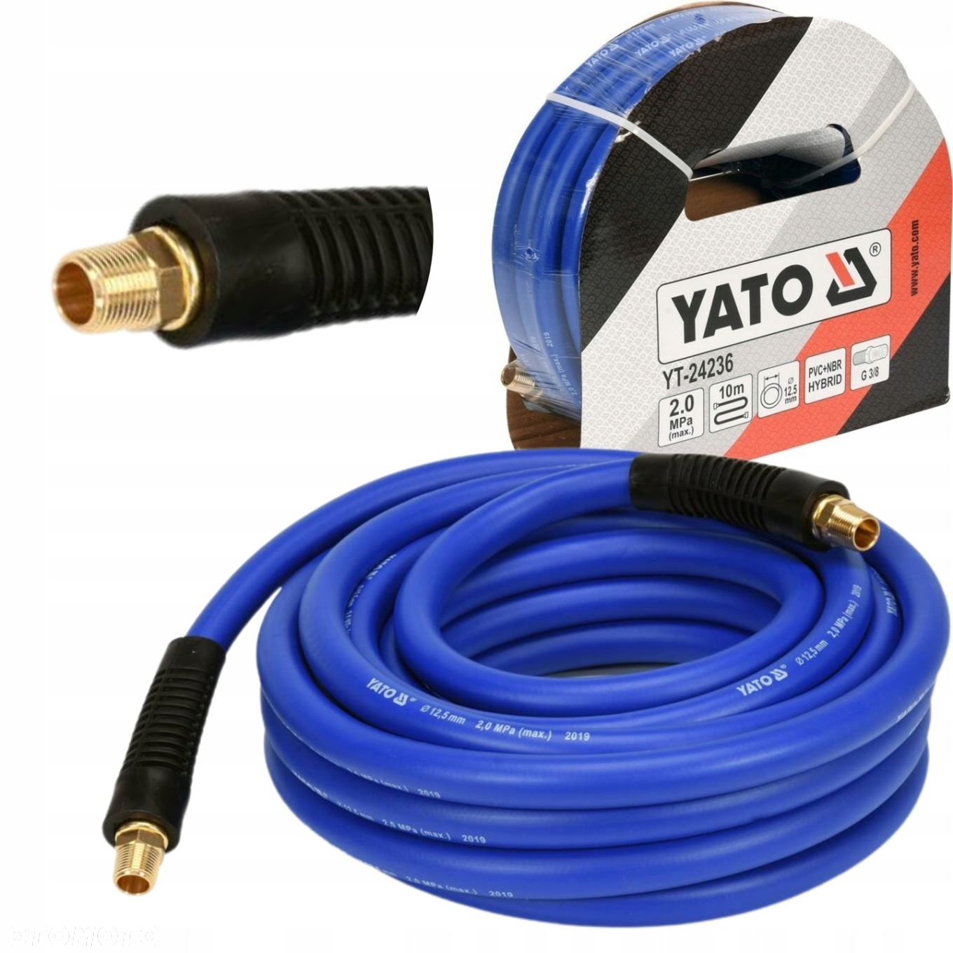 YATO WĄŻ PNEUMATYCZNY HYBRYDOWY 1/2" 10M KOŃCÓWKI G3/8" 20 BAR YT-24236 - 4