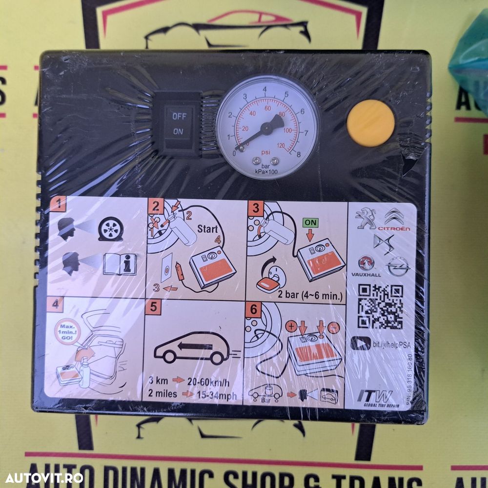 Compresor auto umflat roti soluție kit pană original Peugeot Citroen - 2