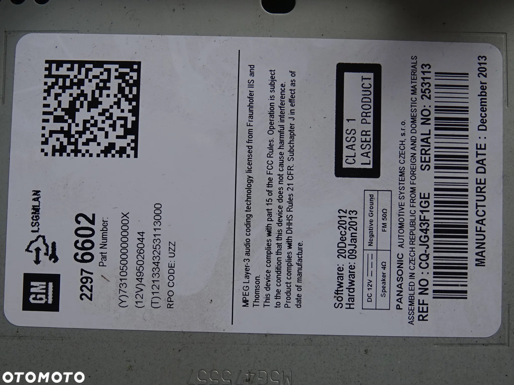 CD400 PLUS RADIO ODTWARZACZ CD PANEL WYŚWIETLACZ OPEL ZAFIRA C ASTRA J MERIVA B carpass PIN - 7