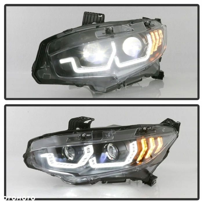 Reflektory Lampy kpl Diody Soczewka Clear Black Honda Civic X 10 2016-2021 - 6