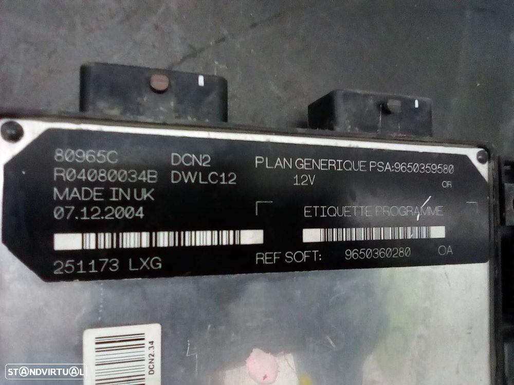 CENTRALINA MOTOR UCE CITROEN BERLINGO / BERLINGO FIRST LIMUSINA 2005 -9650360280 - 1