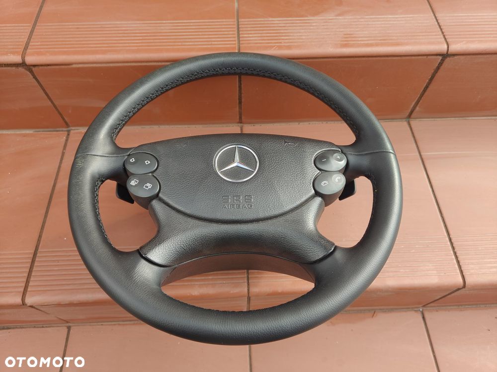 MERCEDES W209 CLK W211 LIFT W219 CLS KIEROWNICA czarna Skórzana Łopatki - 4