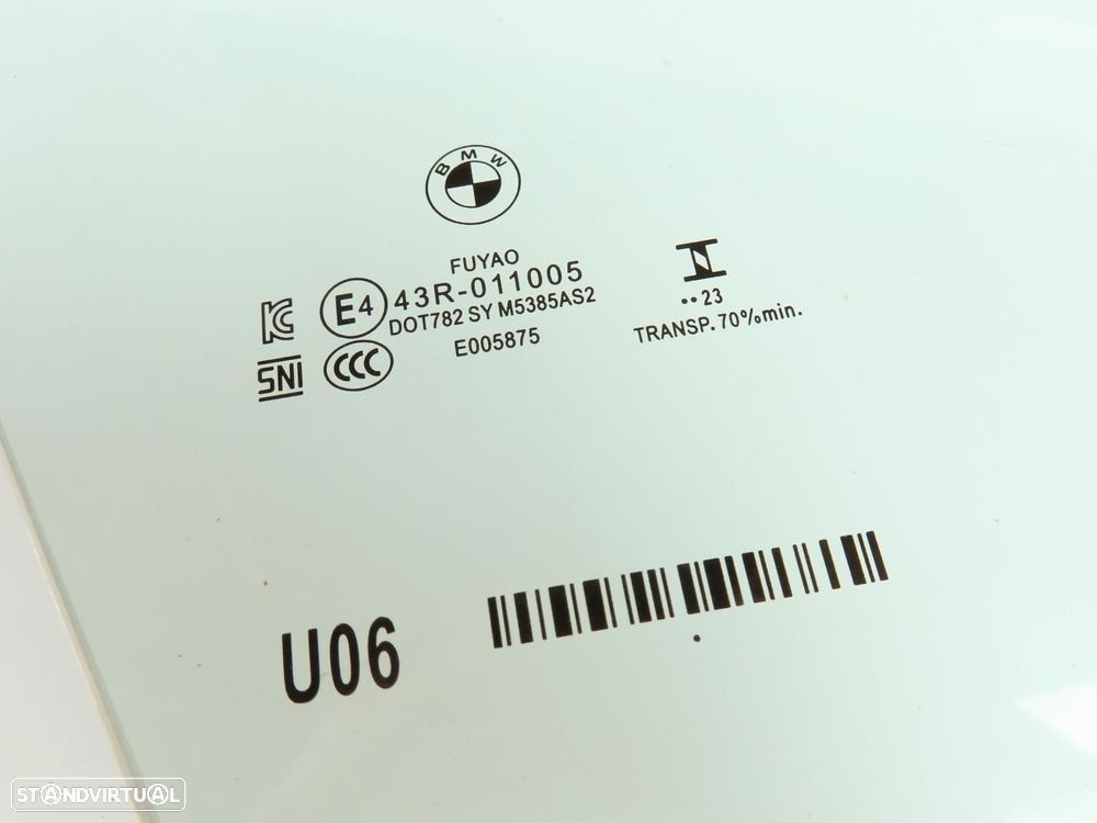 Vidro da porta Direito/Frente Usado / Original BMW U06 51338498576 - 2