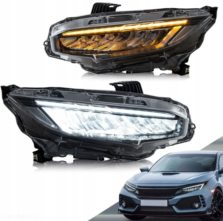 Reflektor Lampa kpl Vland Full Led Neon Tuning Honda Civic X 10 2016-2021 - 2