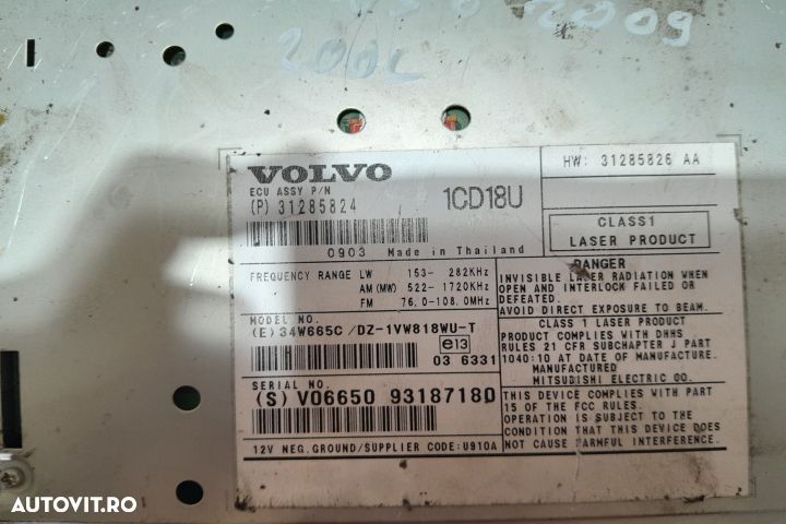 Radio cd 31285824 31285824 Volvo V50 1 [2003 - 2011] wagon 2.0 D MT ( - 3
