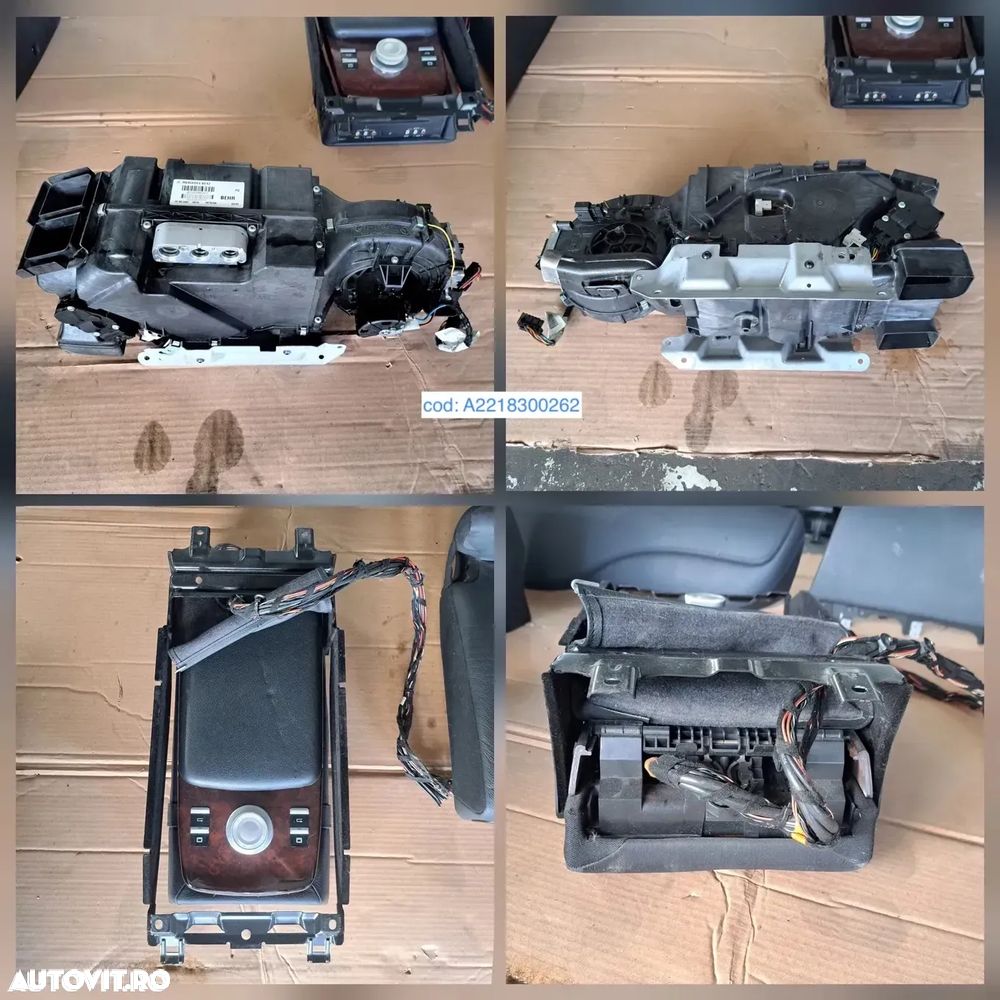Consola centrala cotiera grila ventilatie cu unitate control clima aeroterma cotiera centrala oglinda retrovizoare torpedou ornament ornamente trim trimuri plansa bord mercedes s-class w221 - 4