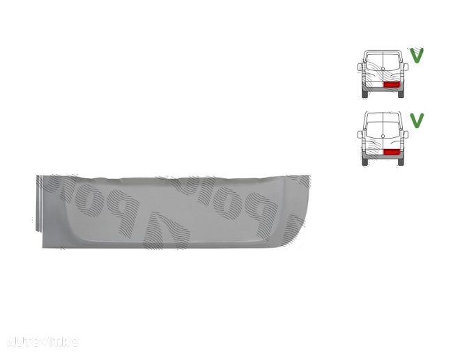 Panou de reparatie usa Dodge Sprinter (906), 01.2007-; Mercedes Sprinter 209-524, 07.2006-10.2013; Mercedes Sprinter 210-519, 10.2013-06.2018; Vw Crafter (2e), 12.2005-04.2017, Spate, Dreapta, Aftermarket - 1